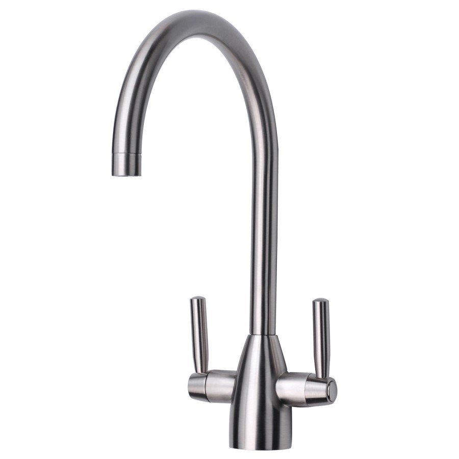Twin Lever Chrome Monobloc Kitchen Sink Mixer Tap - Tamara