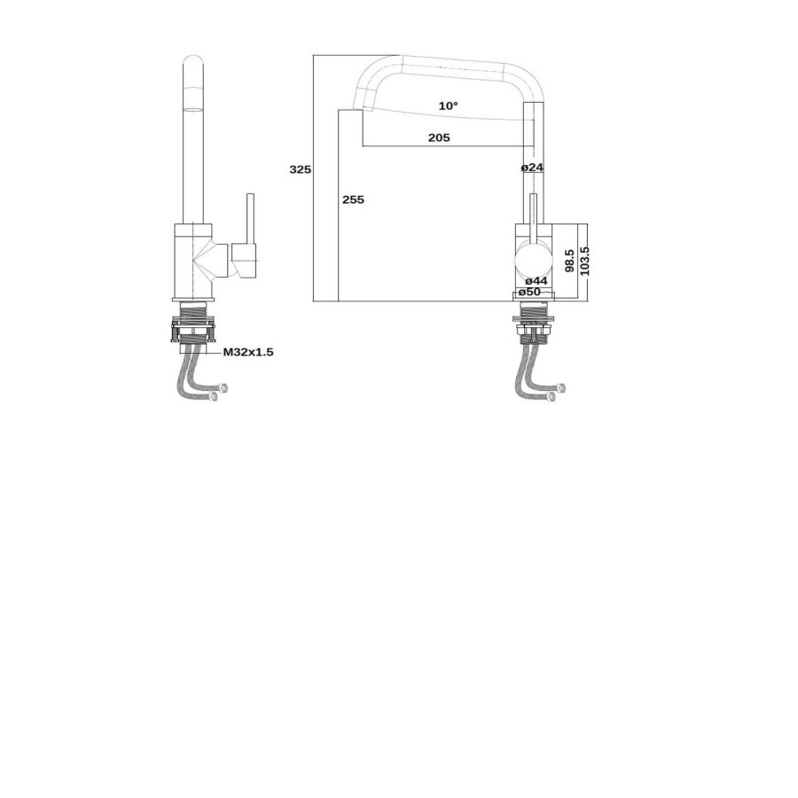 ONLY OPENED - Single Lever Square Spout Kitchen Mixer Tap - Enza Elwood