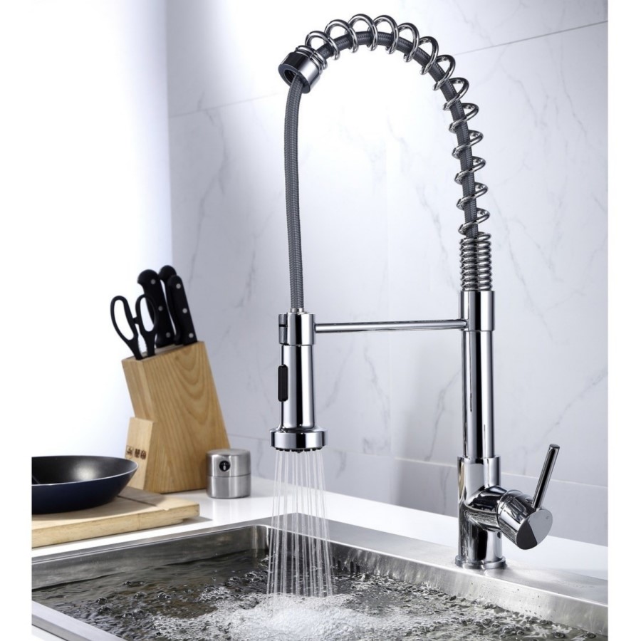 Refurbished Enza Forster Chrome Single Lever Pull Down Spray Kitchen Mixer Tap