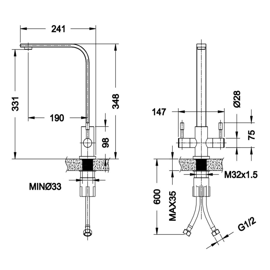 Enza Ryde Dual Lever Kitchen Sink Mixer Tap
