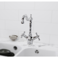Essence Edwin Chrome Twin Lever Traditional Kitchen Mixer Tap