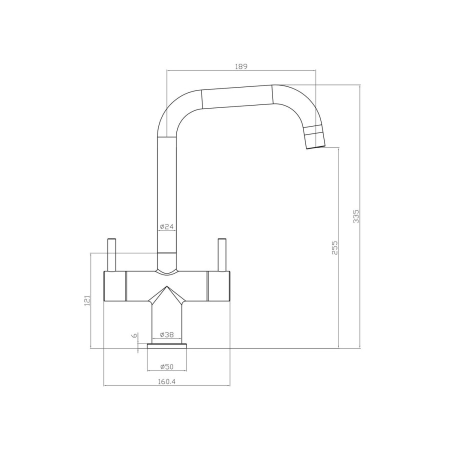 Chrome Twin Lever Kitchen Mixer Tap - Essence Roscoe