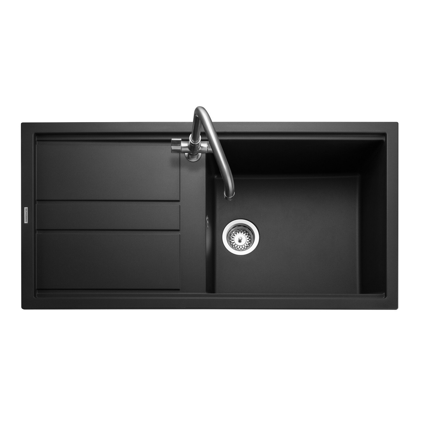Inset Plack Rangemaster Topaz Single Bowl Inset Black Granite Kitchen Sink with ...