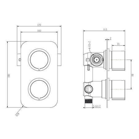 Traditional Triple Concealed Shower Valve