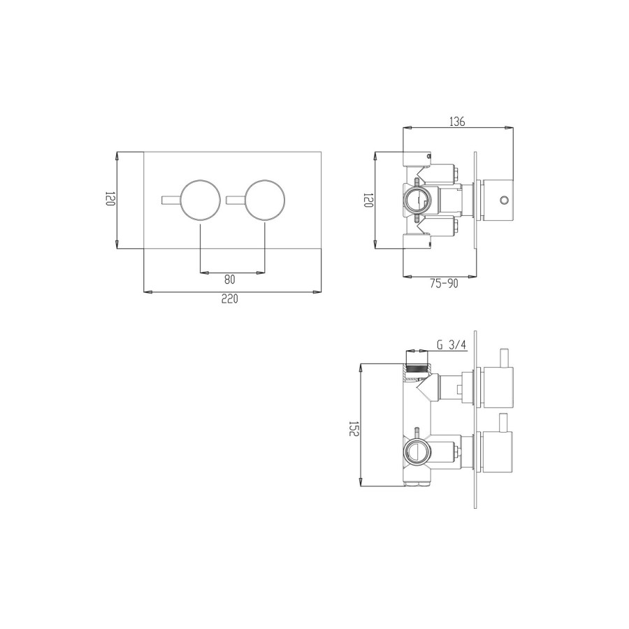 Reno Twin Round Concealed Valve