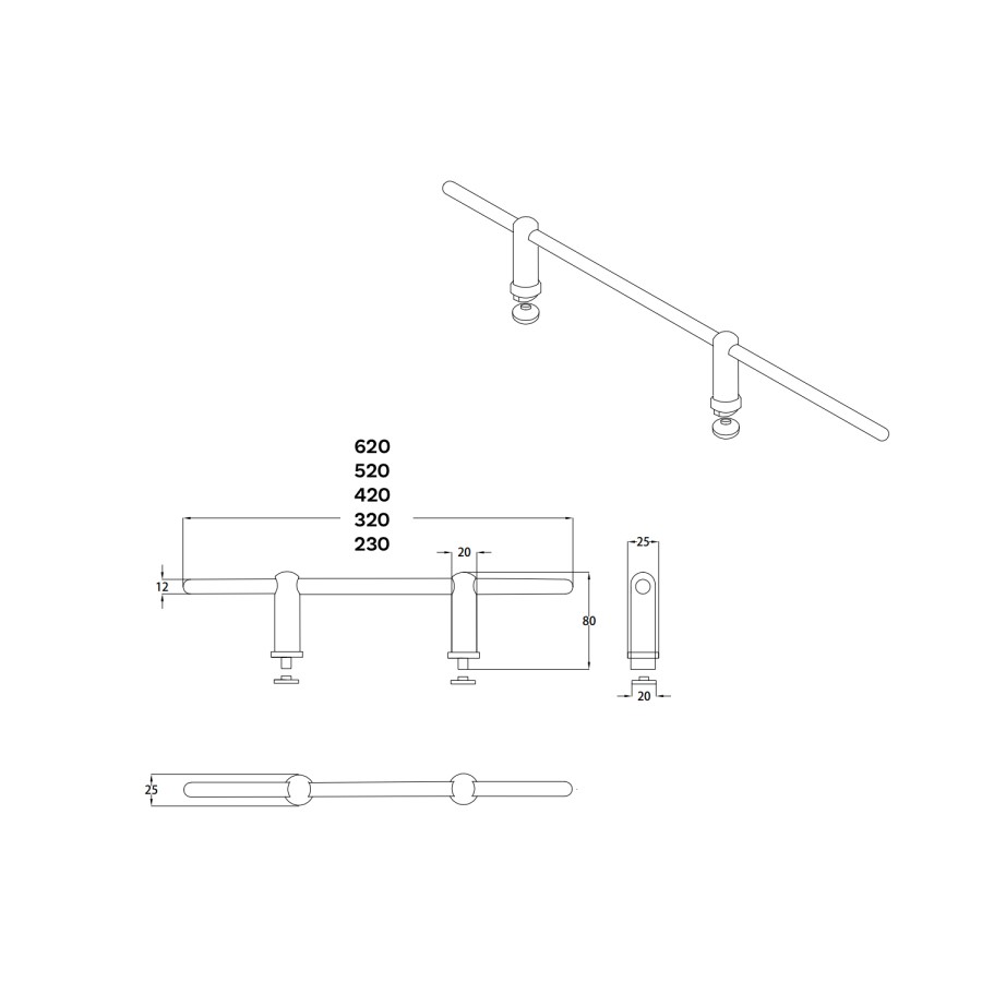 Anthracite Designer Towel Holder for Steel & Electric Radiators - 230mm