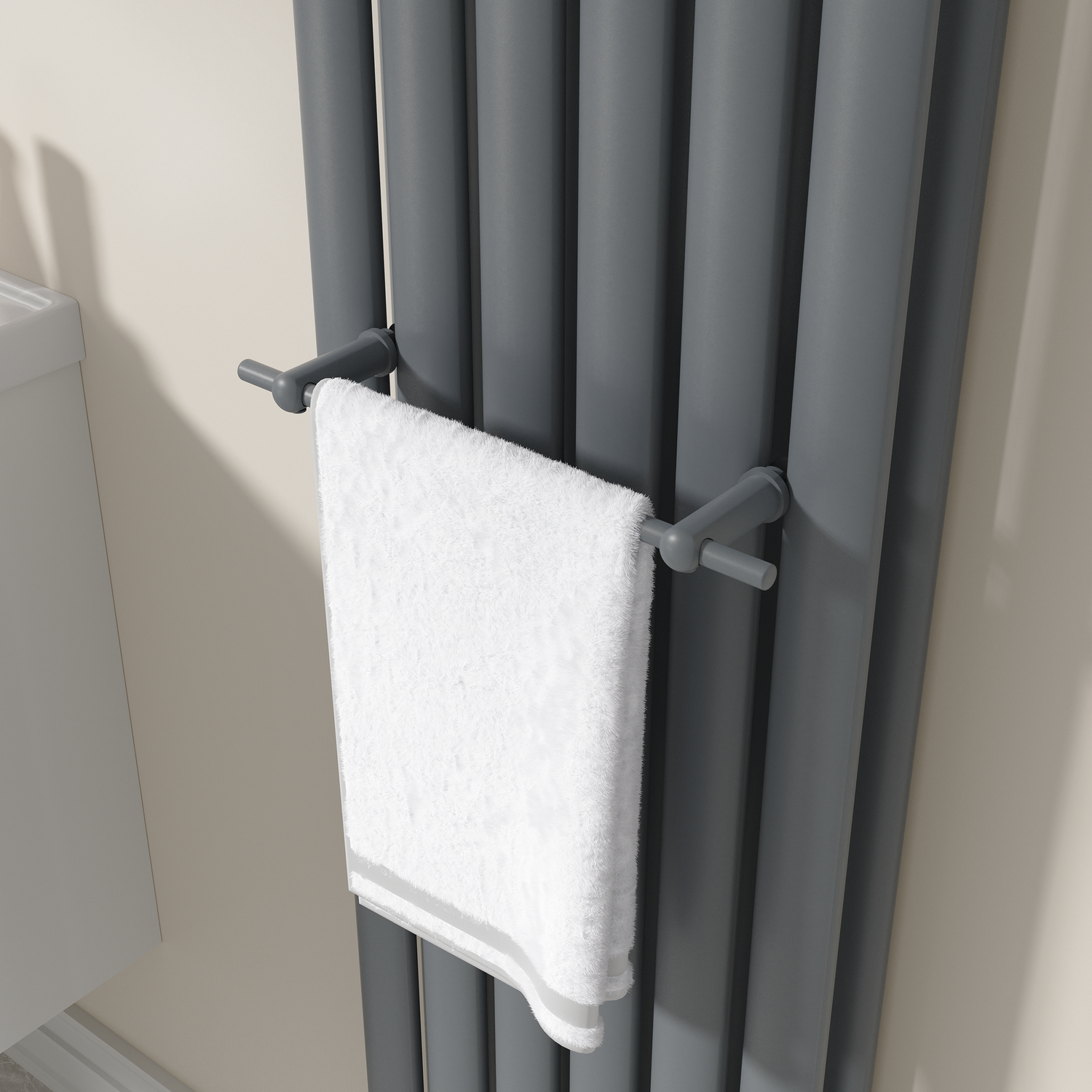 Avero Anthracite Designer Towel Holder For Steel & Electric Radiators - 320Mm