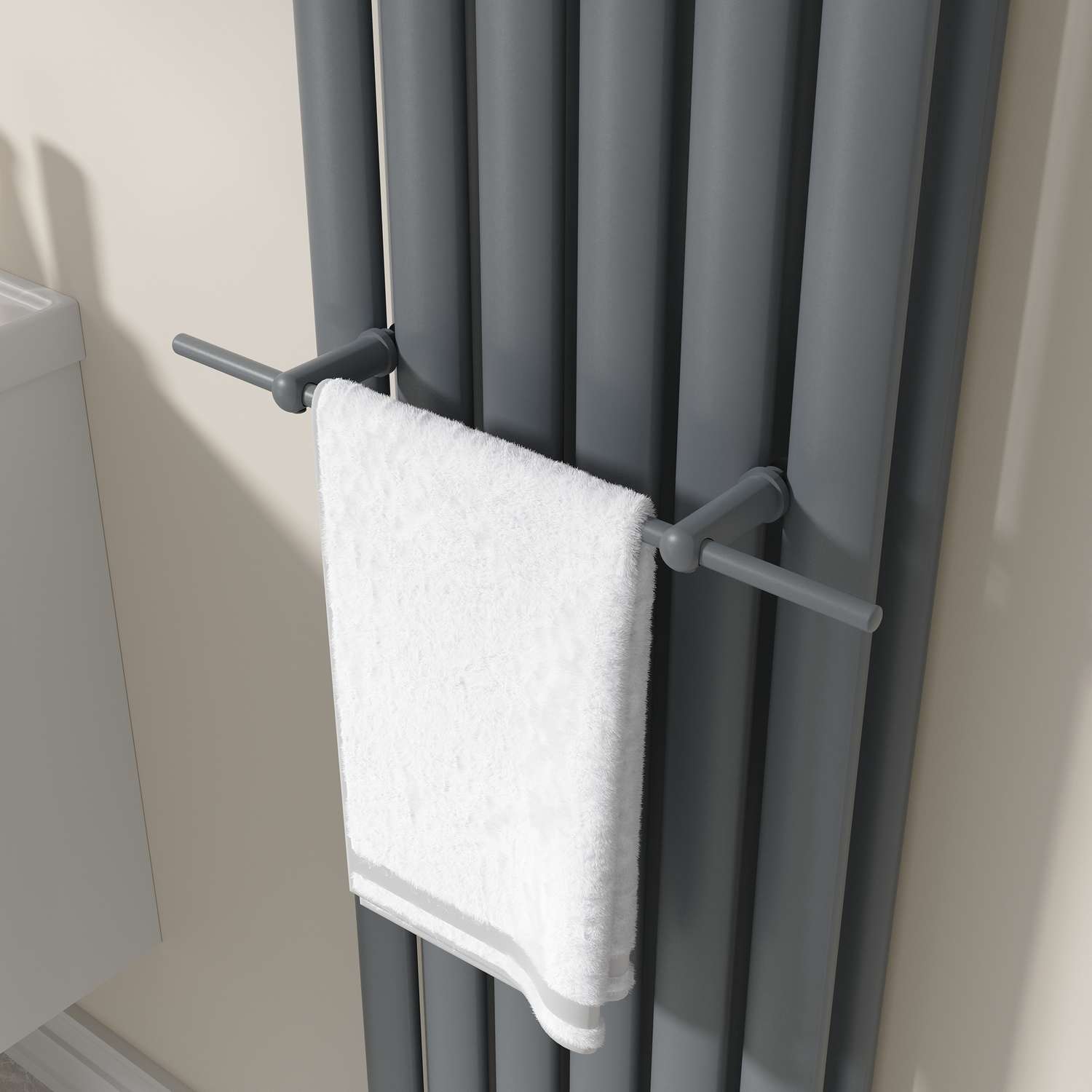 Avero Anthracite Designer Towel Holder For Steel & Electric Radiators - 420Mm