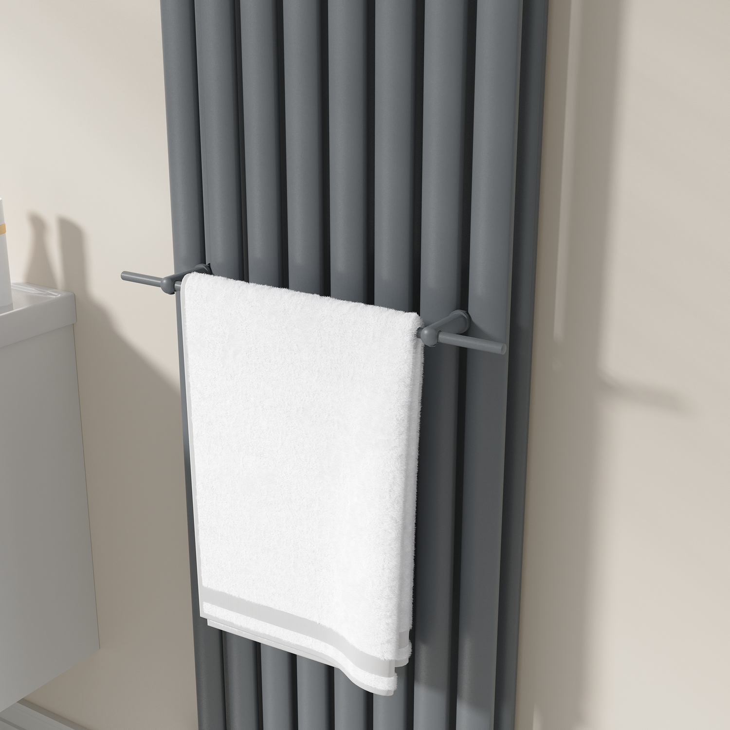 Avero Anthracite Designer Towel Holder For Steel & Electric Radiators - 520Mm