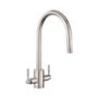 Rangemaster Aquatrend Dual Lever Pull Out Monobloc Kitchen Mixer Tap - Brushed Nickel