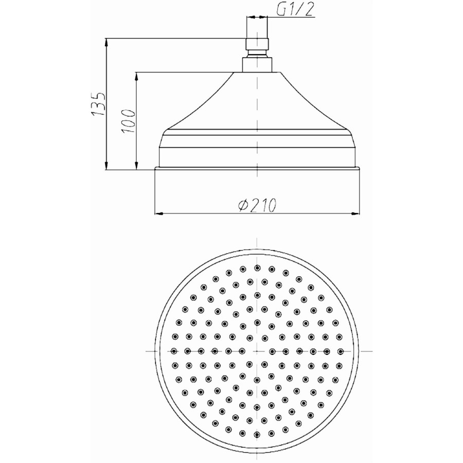 Round Traditional Rain Shower Head