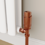 Elego Copper Modern TRV Angled Thermostatic Radiator Valves With Lockshield