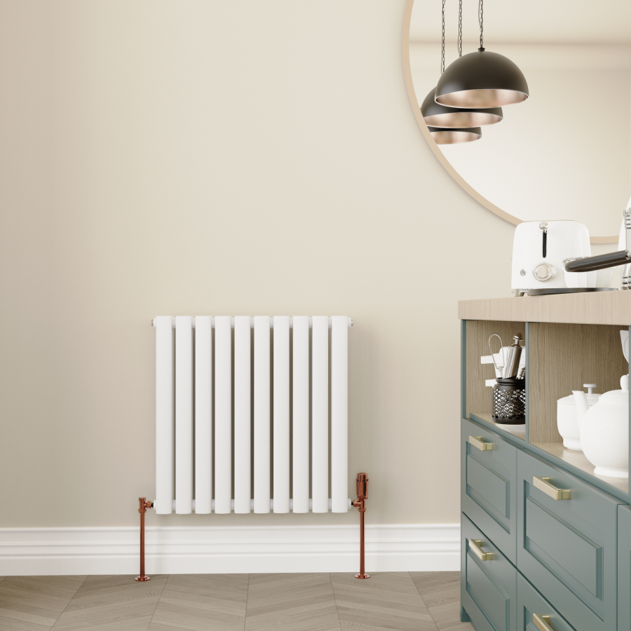 Elego Copper Modern TRV Angled Thermostatic Radiator Valves With Lockshield