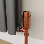 Elego Copper Modern TRV Angled Thermostatic Radiator Valves With Lockshield