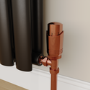 Elego Copper Modern TRV Angled Thermostatic Radiator Valves With Lockshield