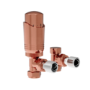 Elego Copper Modern TRV Angled Thermostatic Radiator Valves With Lockshield