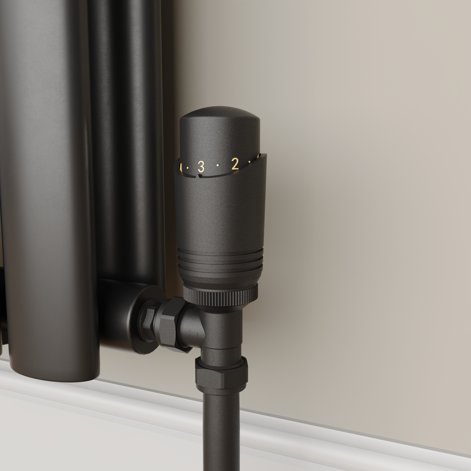 Elego  Modern Trv Angled Thermostatic Radiator Valves With Lockshield TRV-AG-1MB - Image 2
