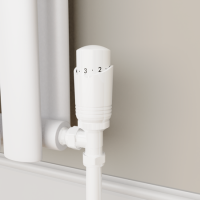 Elego White Modern TRV Angled Thermostatic Radiator Valves With Lockshield Elego White Modern TRV Angled Thermostatic Radiator Valves With Lockshield
