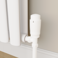 Elego White Modern TRV Angled Thermostatic Radiator Valves With Lockshield