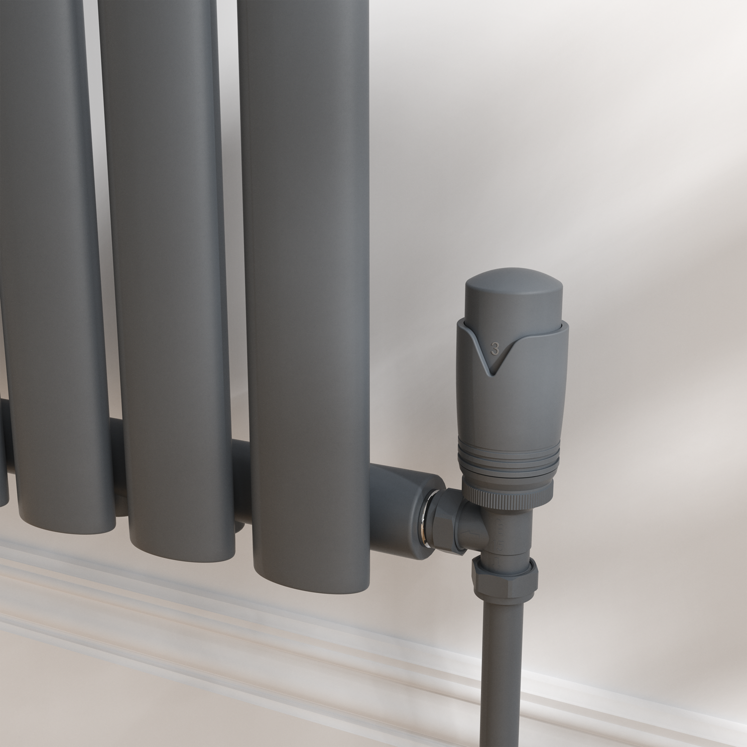 Elego Anthracite Gray Modern Trv Angled Thermostatic Radiator Valves With Lockshield