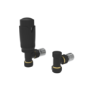 Elego Matte Black Modern TRV Angled Thermostatic Radiator Valves With Lockshield