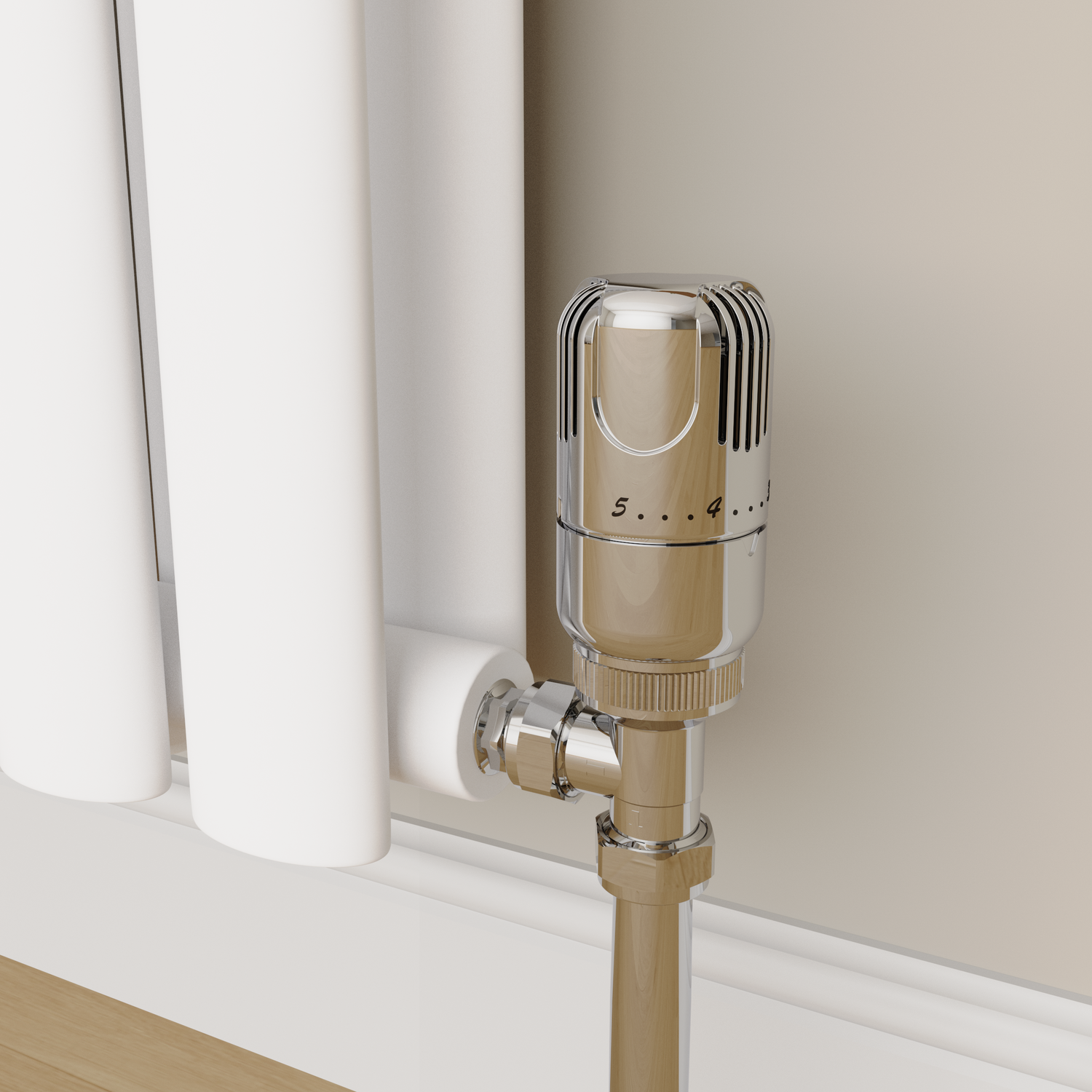 Elego Chrome Modern Trv Angled Thermostatic Radiator Valves With Lockshield