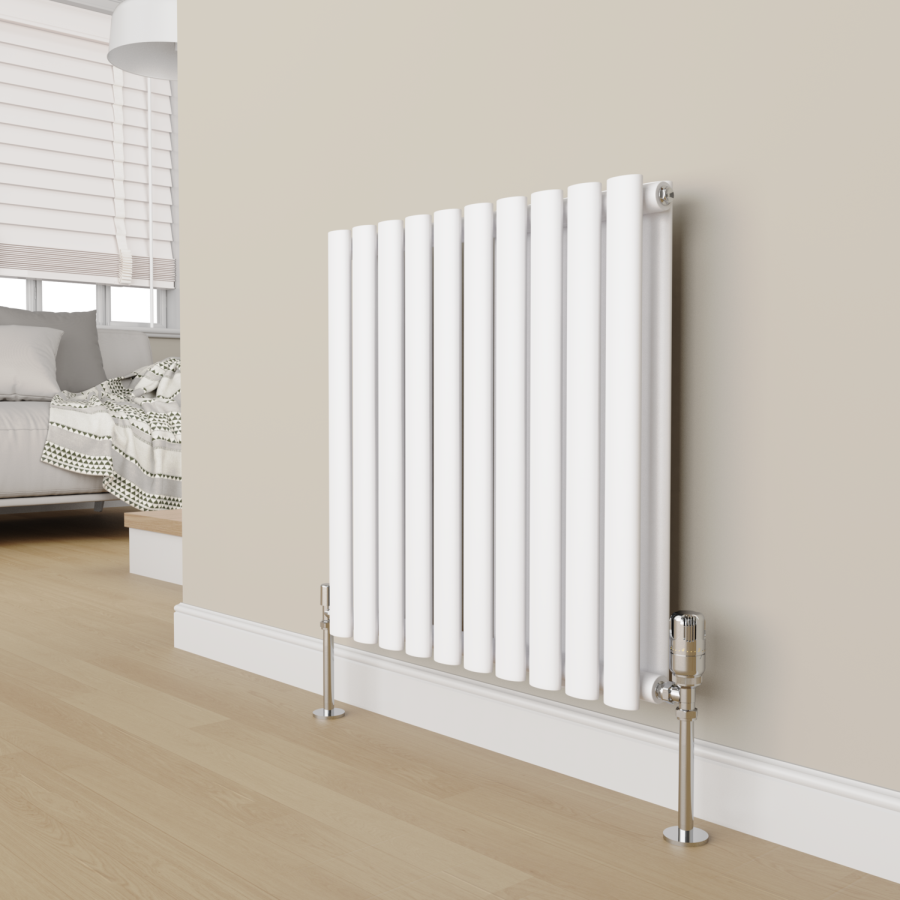 Elego Chrome Modern TRV Angled Thermostatic Radiator Valves With Lockshield