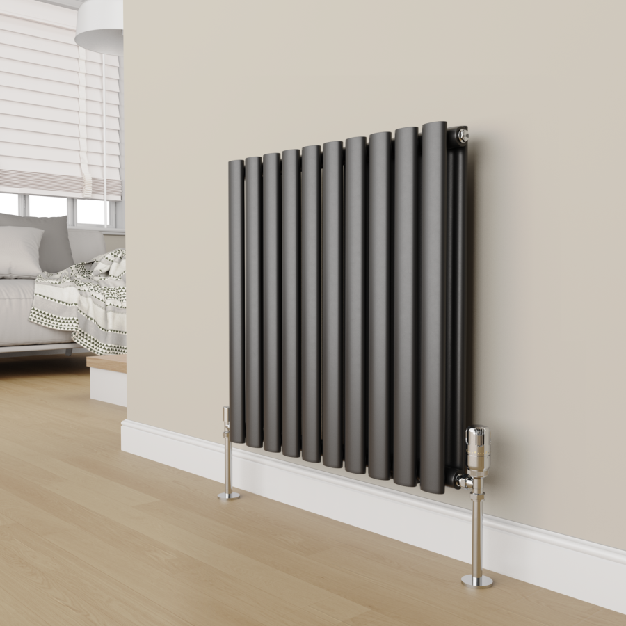 Elego Chrome Modern TRV Angled Thermostatic Radiator Valves With Lockshield