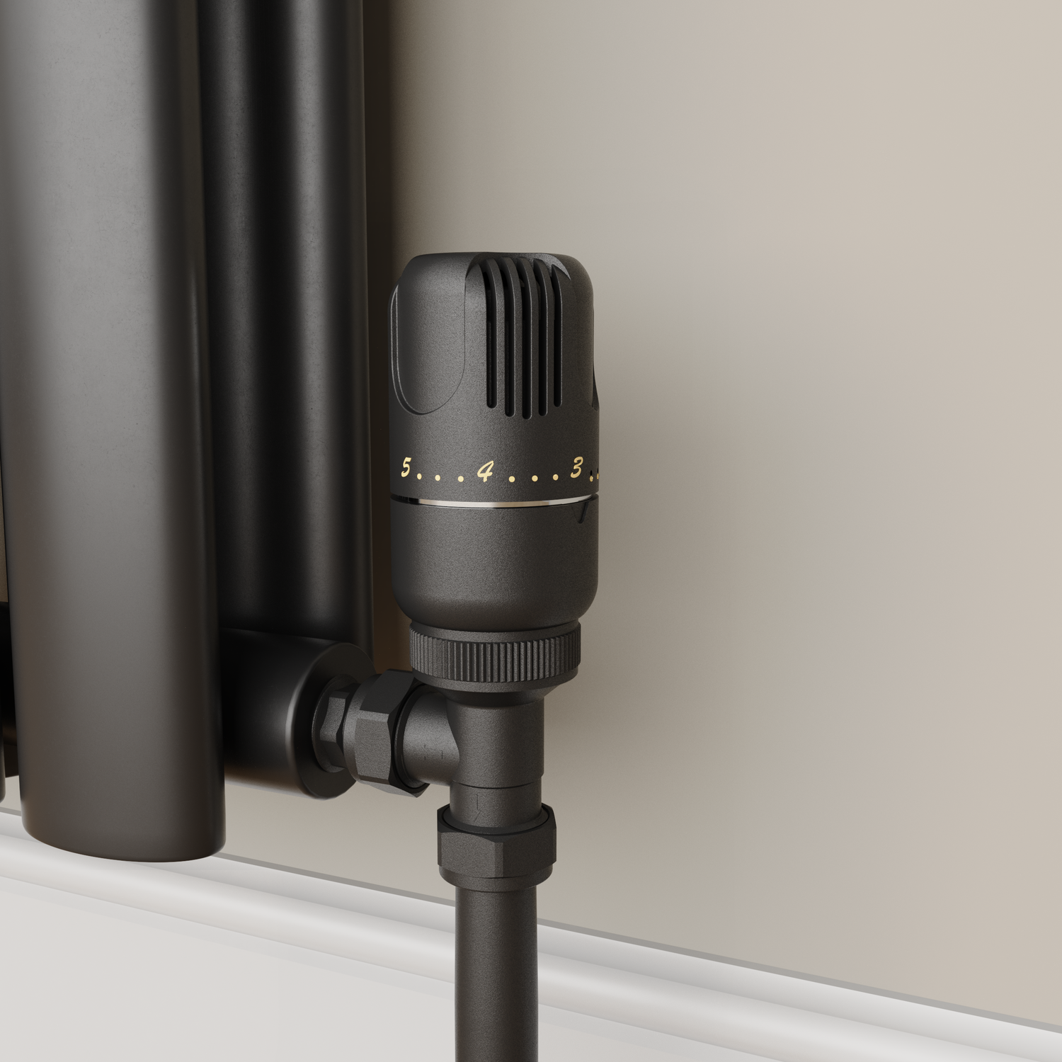 Elego  Modern Trv Angled Thermostatic Radiator Valves With Lockshield TRV-AG-5MB - Image 2
