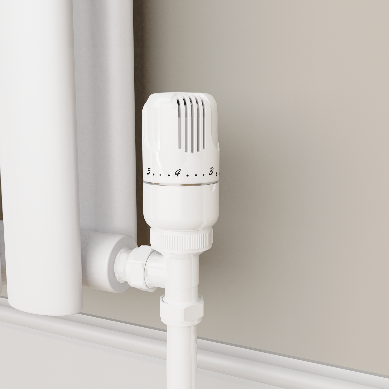 Elego White Modern Trv Angled Thermostatic Radiator Valves With Lockshield