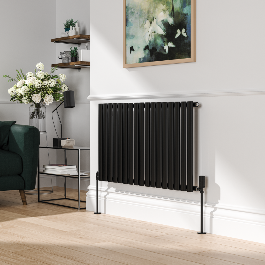 Elego Matte Black Modern TRV Angled Thermostatic Radiator Valves With Lockshield