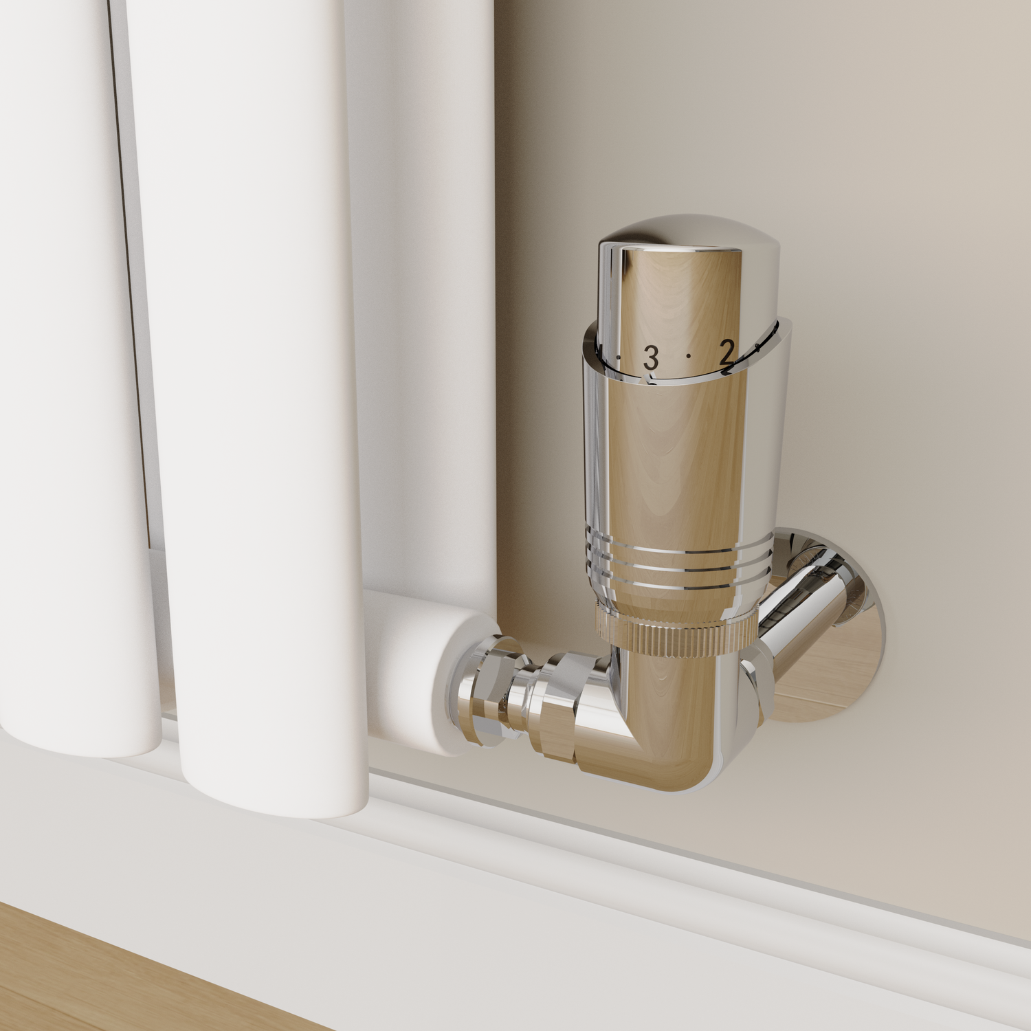 Elego Chrome Modern Trv Corner Thermostatic Radiator Valves With Lockshield