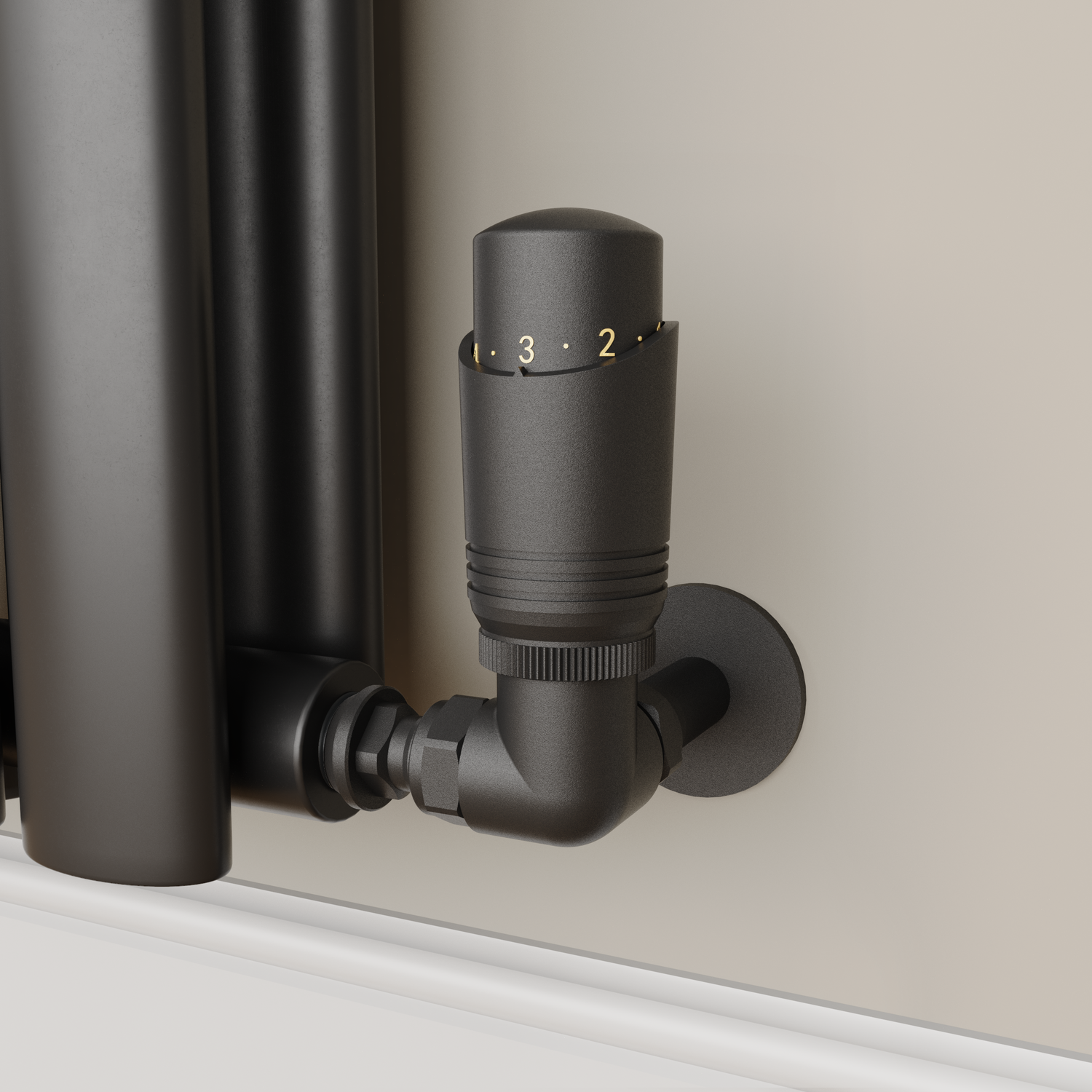 Elego  Modern Trv Corner Thermostatic Radiator Valves With Lockshield TRV-CN-1MB - Image 2