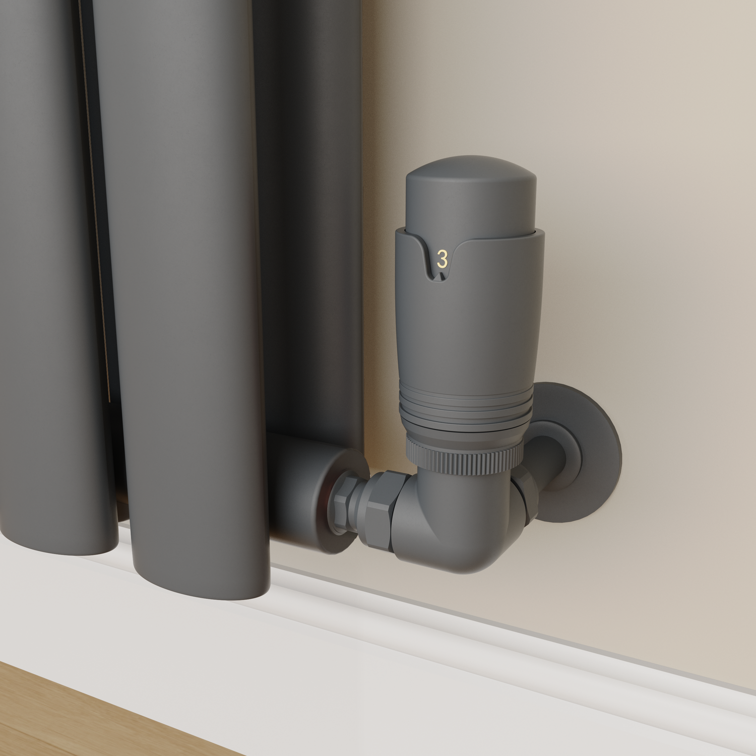 Elego Anthracite Gray Modern Trv Corner Thermostatic Radiator Valves With Lockshield