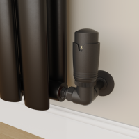 Elego Matte Black Modern TRV Corner Thermostatic Radiator Valves With Lockshield Elego Matte Black Modern TRV Corner Thermostatic Radiator Valves With Lockshield