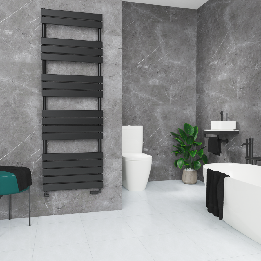 Elego Matte Black Modern TRV Corner Thermostatic Radiator Valves With Lockshield