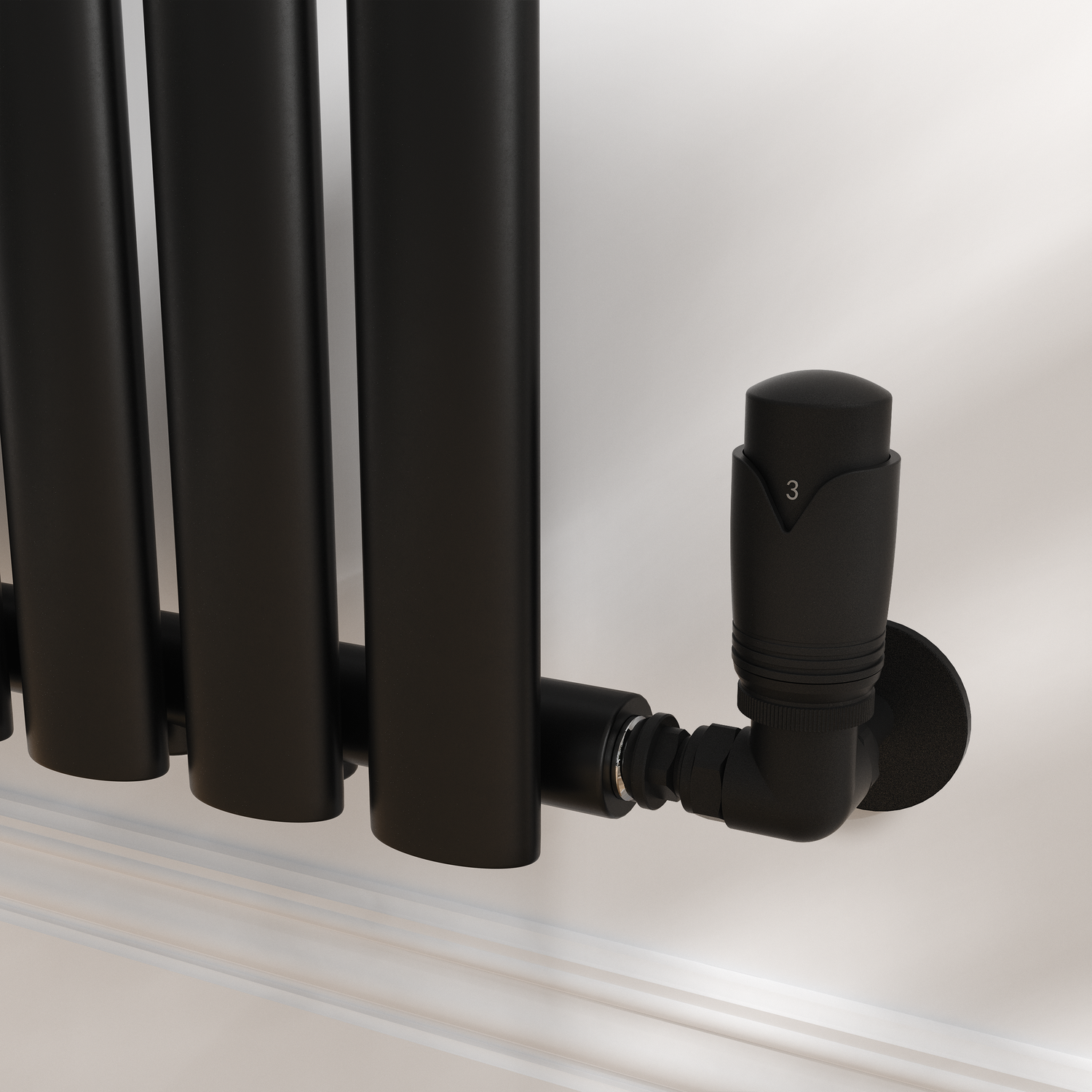 Elego Black Matte Modern Trv Corner Thermostatic Radiator Valves With Lockshield