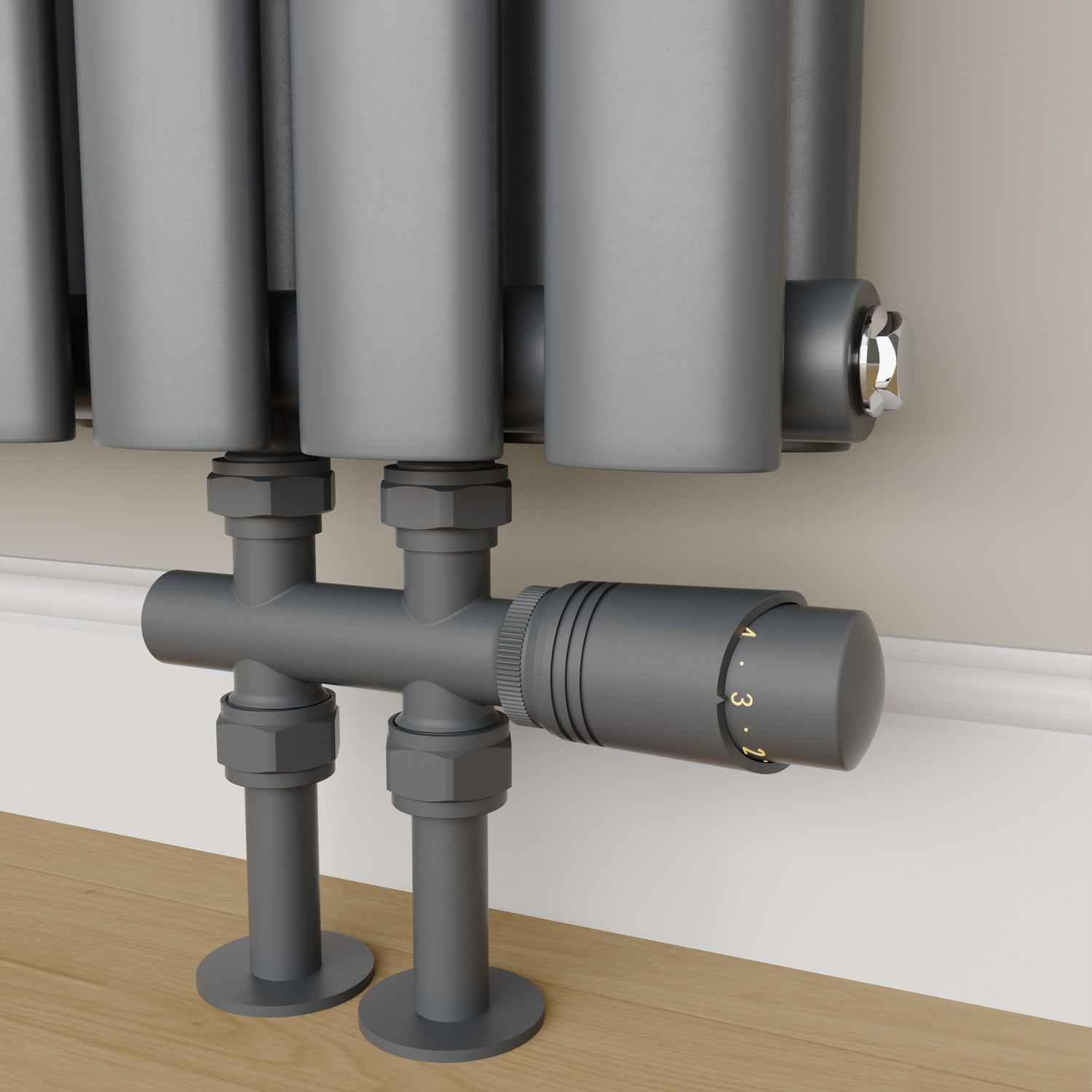 Elego Anthracite Gray Modern Trv H Block Thermostatic Radiator Valves