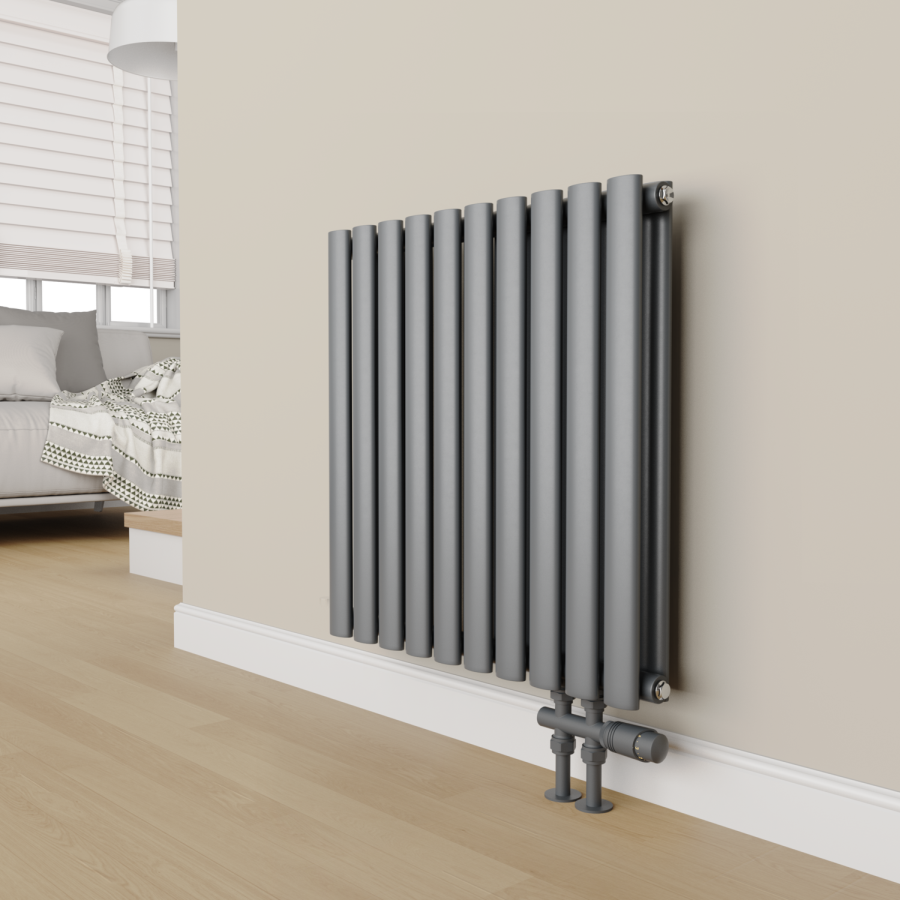 Elego Anthracite Gray Modern TRV H Block Thermostatic Radiator Valve