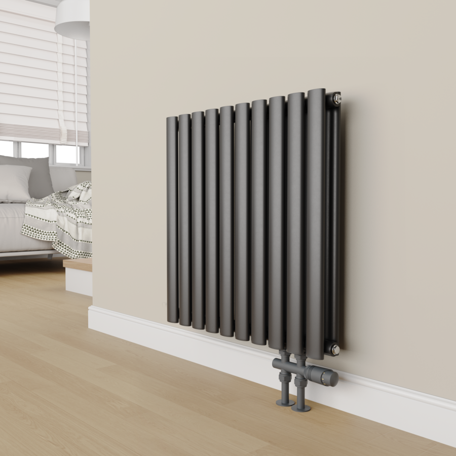 Elego Anthracite Gray Modern TRV H Block Thermostatic Radiator Valve