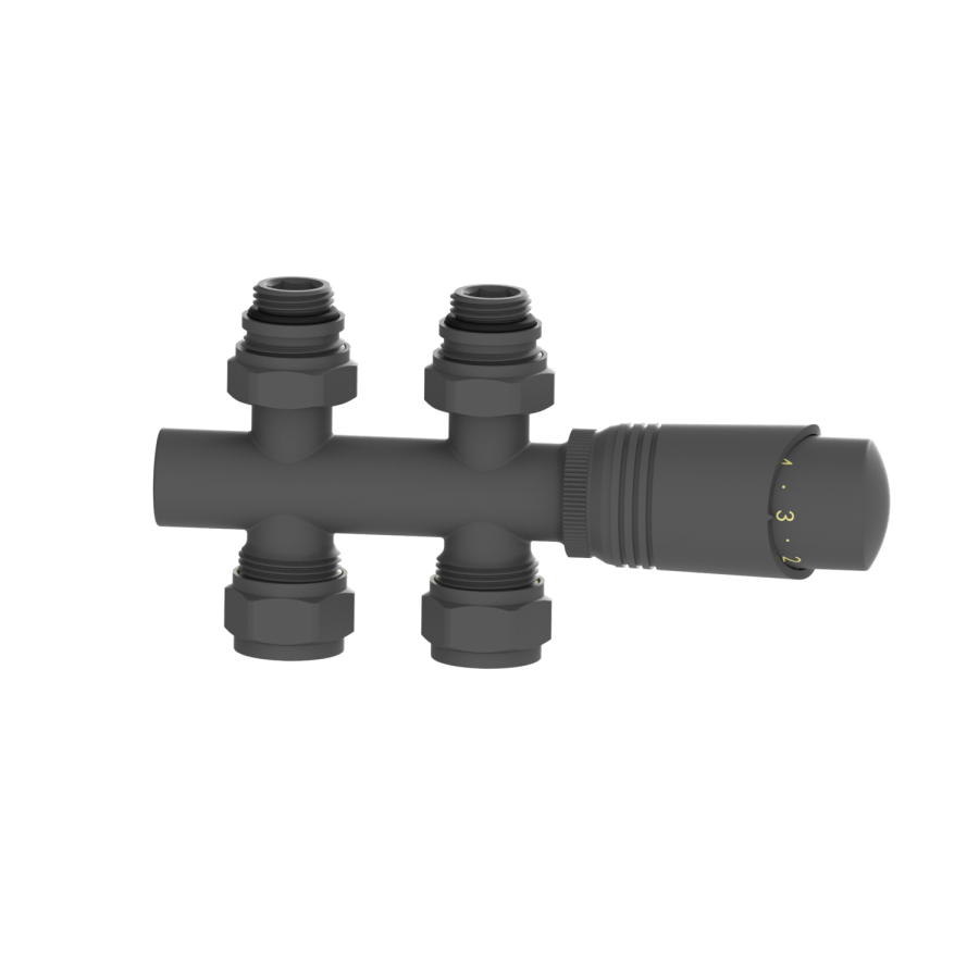 Elego Anthracite Gray Modern TRV H Block Thermostatic Radiator Valve