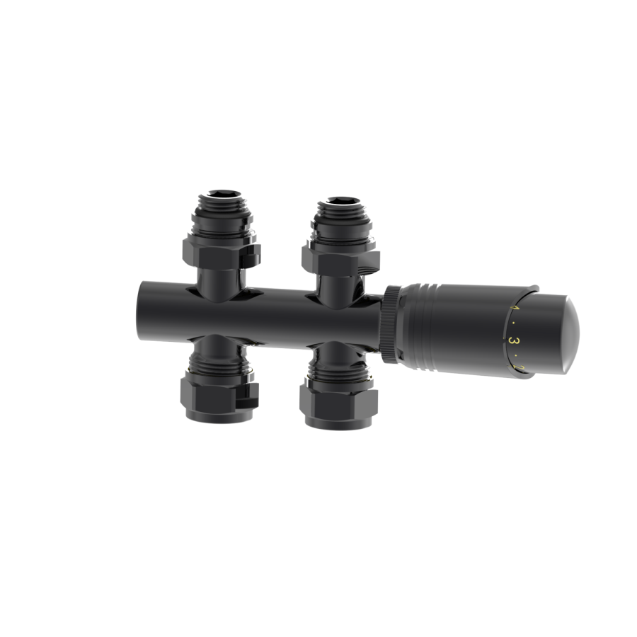 Elego Black Nickel Modern TRV H Block Thermostatic Radiator Valves 