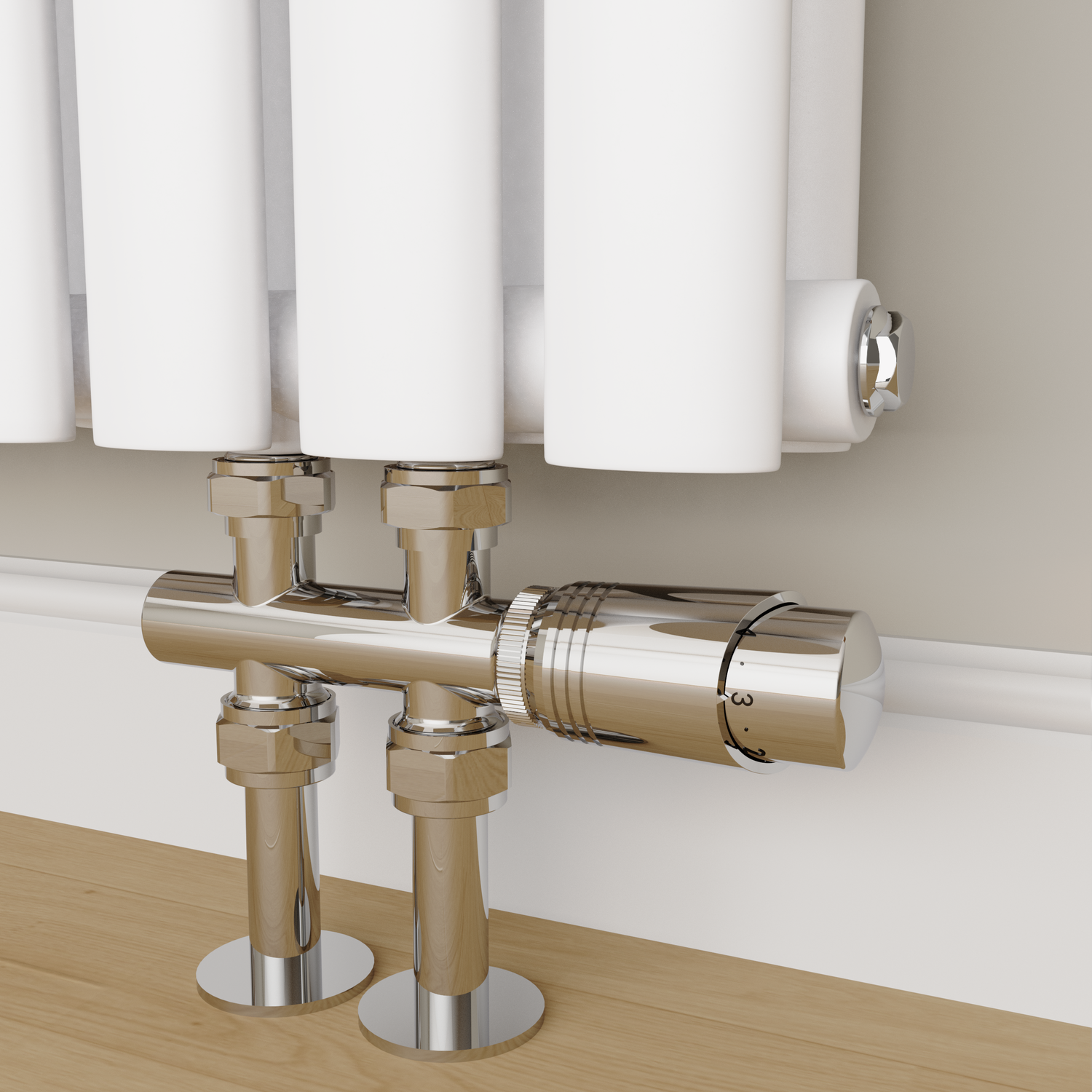 Elego Chrome Modern Trv H Block Thermostatic Radiator Valves