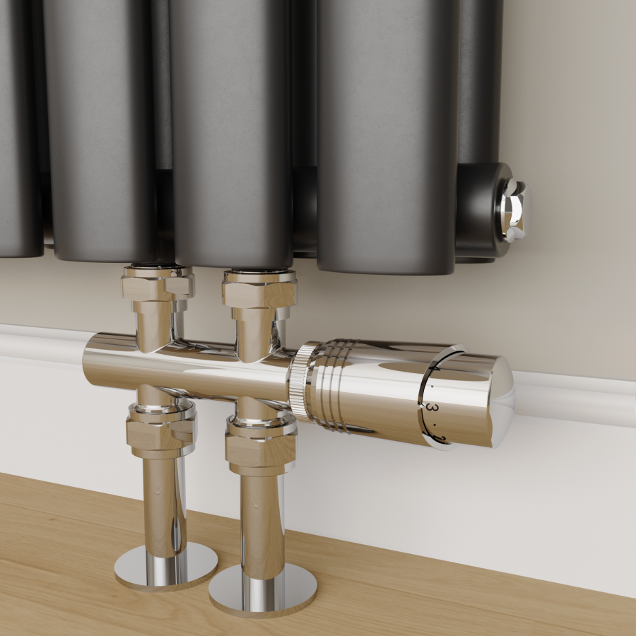 Elego Chrome Modern TRV H Block Thermostatic Radiator Valve