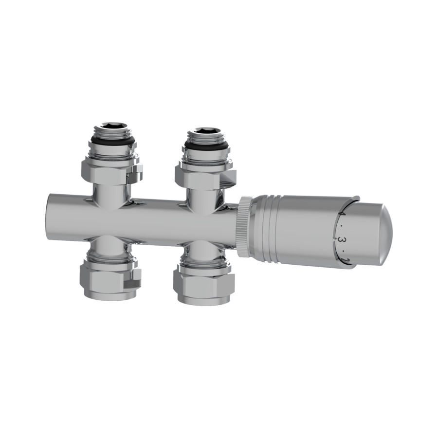 Elego Chrome Modern TRV H Block Thermostatic Radiator Valve