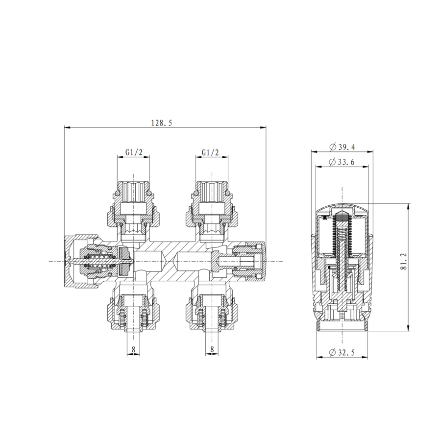 Elego Chrome Modern TRV H Block Thermostatic Radiator Valve
