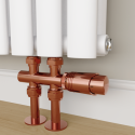 TRV-HB-1CO Elego Copper Modern TRV H Block Thermostatic Radiator Valves 