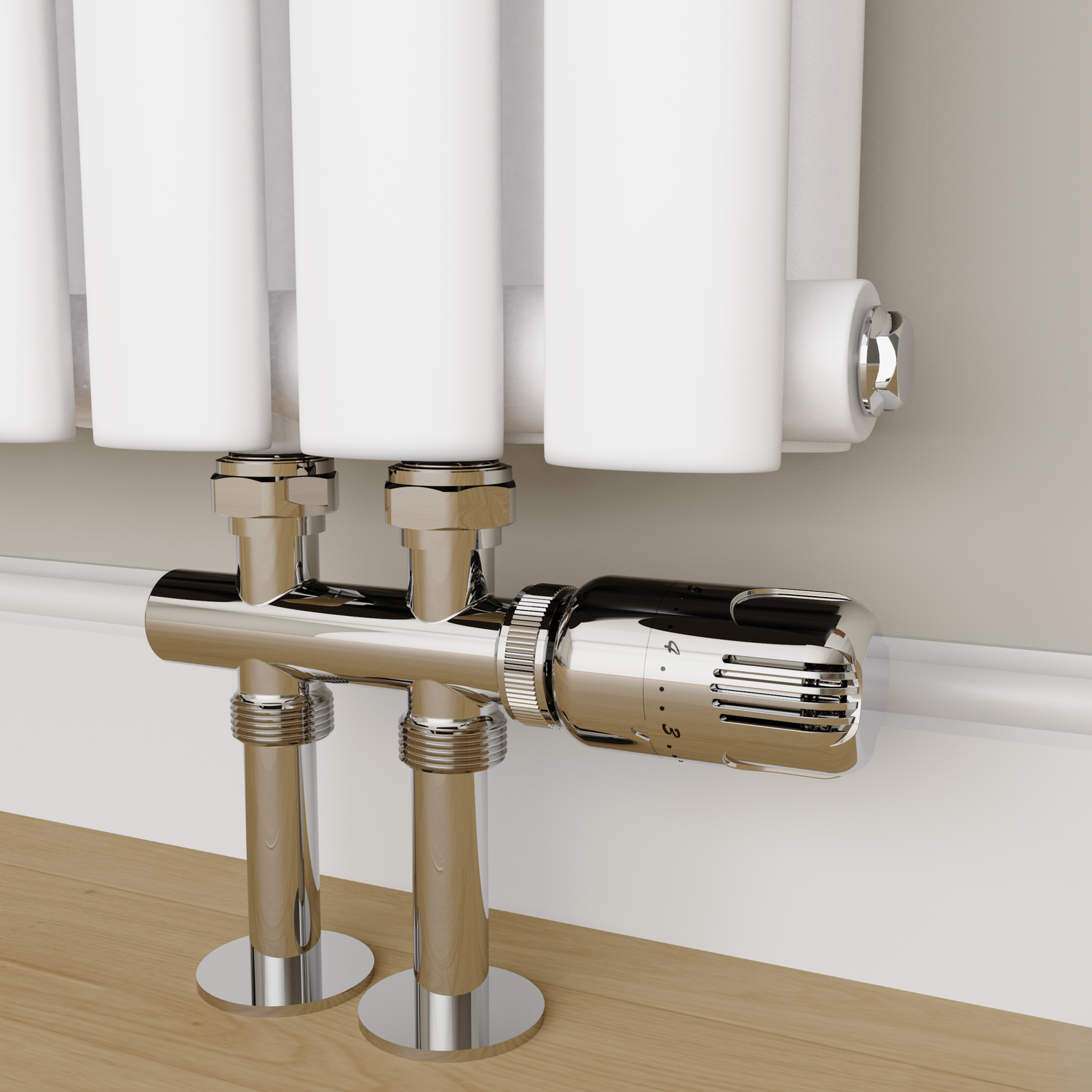 Elego Chrome Modern Trv H Block Thermostatic Radiator Valves