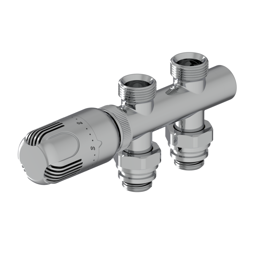 Elego Chrome  Modern TRV H Block Thermostatic Radiator Valve