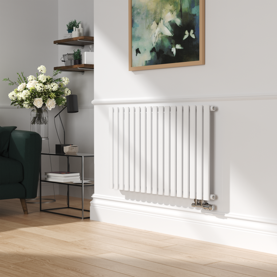 Elego Chrome Modern TRV H Block Angled Thermostatic Radiator Valves With Lockshield